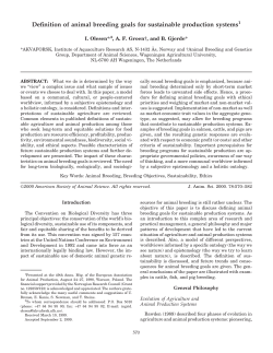 Definition of animal breeding goals for sustainable production systems