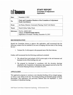 Staff Report - Committee of Adjustment Application