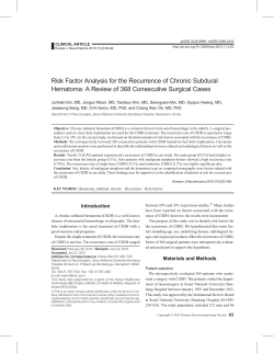 Risk Factor Analysis for the Recurrence of Chronic Subdural