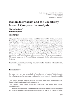 Italian Journalism and the Credibility Issue: A Comparative Analysis