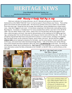 heritage news - Westside Historical Society