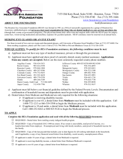 Houston Eye Associates Foundation Application for Assistance