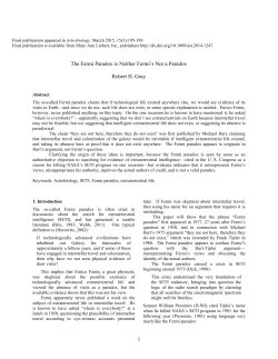 1 The Fermi Paradox is Neither Fermi`s Nor a Paradox Robert H. Gray