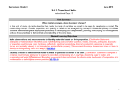 Curriculum: Grade 5 June 2016 Unit 1: Properties of Matter