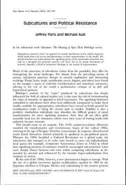 Subcultures and Political Resistance