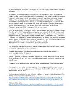 Hi! Happy New Year! It has been a while since we have sent out an