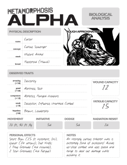 Metamorphosis Alpha - Pregenerated Characters