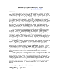 A preliminary survey of animacy categories in Penobscot (2004