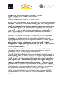 Protagonists of national movements. A preliminary workshop Prague