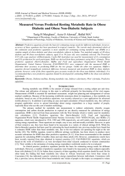 Measured Versus Predicted Resting Metabolic Rate