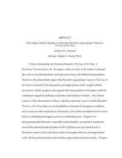 ABSTRACT The Anglo-Catholic Quality of Christina Rossetti`s