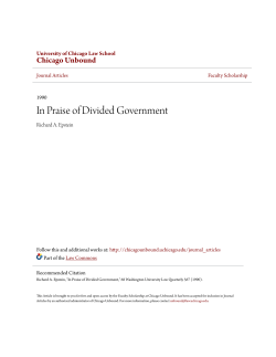 In Praise of Divided Government - Chicago Unbound
