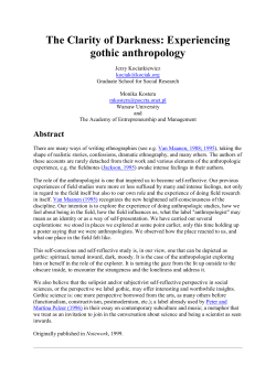 The Clarity of Darkness: Experiencing gothic anthropology