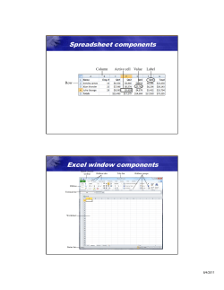 Spreadsheet components Excel window components
