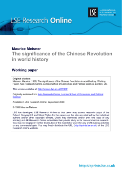 The significance of the Chinese revolution in world history Working