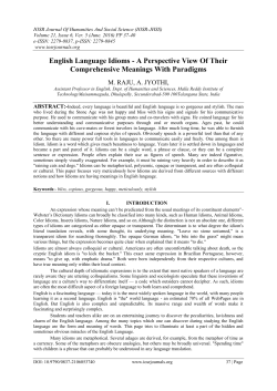 English Language Idioms - A Perspective View Of Their