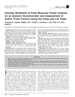 Interday Reliability of Peak Muscular Power Outputs on an Isotonic