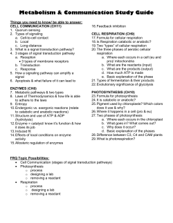 Metabolism Study Guide Answer Key 2015