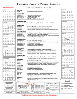 2016-2017 SCHOOL - Fauquier County Public Schools