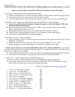 ESOL Summer Reading Assignments for 10