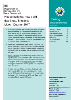 House building: new build dwellings, England: March quarter 2017