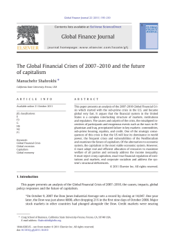The Global Financial Crises of 2007&ndash;2010 and the future of capitalism