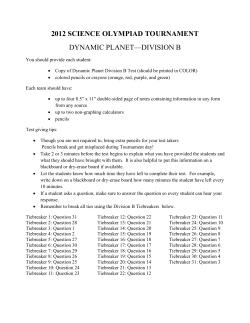 2012 Regional Test - North Carolina Science Olympiad