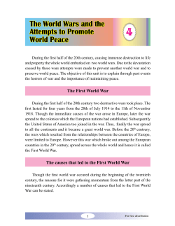 The World Wars and the Attempts to Promote World Peace