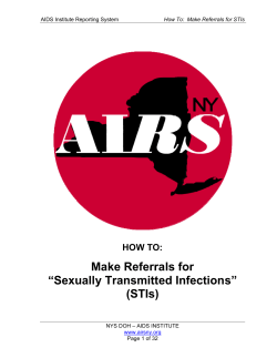 Make STI Referrals - AIDS Institute Reporting System