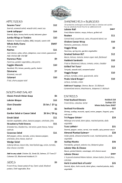 Sesame Tuna* $12 Lamb Lollipops* $14 Jumbo Wings or Tenders