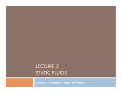 lecture 2 static fluids