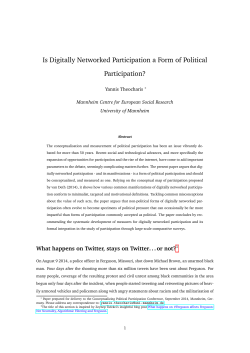 Is Digitally Networked Participation a Form of Political