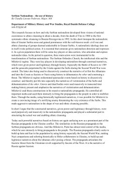 Serbian Nationalism &ndash; the use of history By Claudia L&aelig;ss&oslash;e
