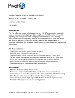 TAX AND GENERAL LEDGER ACCOUNTANT Reports to