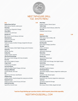 nesttaphousegrill.com nest taphouse grill 1oz. shots menu