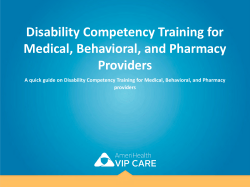 Disability Competency Training for Medical, Behavioral, and