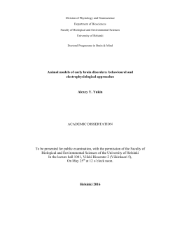Animal models of early brain disorders: behavioural and