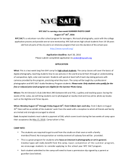 NYC SALT is running a two-week SUMMER PHOTO CAMP August