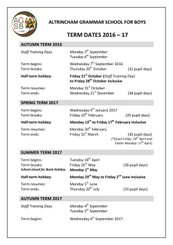 term dates 2016 &ndash; 17 - Altrincham Grammar School for Boys