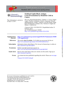 Cancer Cross-Presentation by Dendritic Cells in Oxidized Lipids