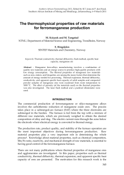 The thermophysical properties of raw materials for