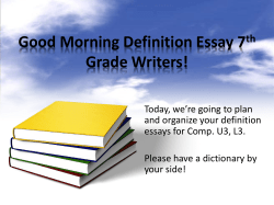 Good Morning Definition Essay 7th Grade Writers!