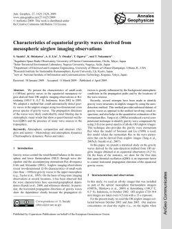 Characteristics of equatorial gravity waves derived
