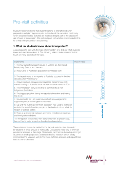 Immigration Pathway - Pre-visit Activities