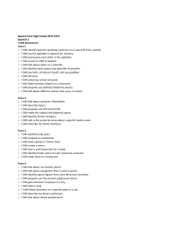 Spanish Fork High School 2014-2015 Spanish 2 I CAN Statements