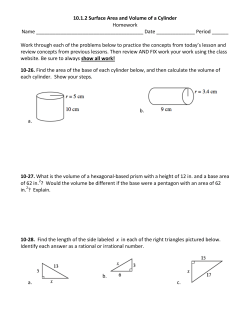 10.1.2 Surface Area and Volume of a Cylinder Homework Name