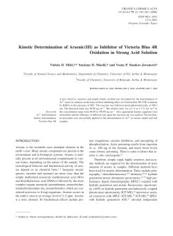 Kinetic Determination of Arsenic(III) as Inhibitor of Victoria Blue 4R