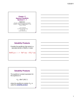 Solubility Products Solubility Products - Oxford
