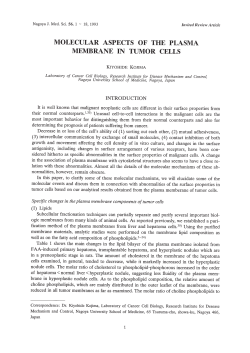 molecular aspects of the plasma membrane in tumor cells