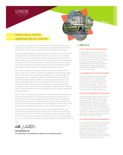 ADMISSIONS AT UNION GREETINGS FROM